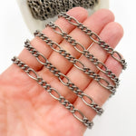 Load image into Gallery viewer, 5031COX. Oxidized Sterling Silver Smooth Figaro Chain
