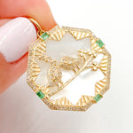 Load image into Gallery viewer, 14K Gold Octagon Birds Pendant