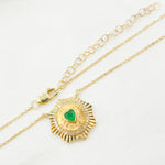 Load image into Gallery viewer, 14k Solid Gold Emerald Heart and Diamond Necklace. CN96235EM
