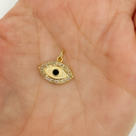 Load image into Gallery viewer, 14K Solid Gold with Diamonds Eye Shape Charm. GDP54ENAME
