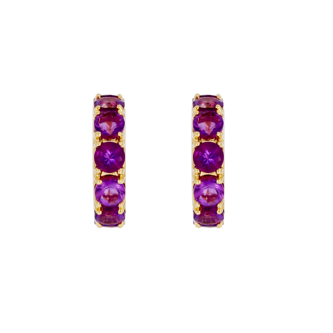 CMZ00096N. 14K Solid Gold Natural Gemstone Round Ring Slider