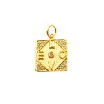 Load image into Gallery viewer, 14K Solid Gold Square Love Pendant with Diamonds. GDP181
