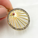 Load image into Gallery viewer, DP686. Diamond Sterling Silver Round Fancy Pendant with Gemstone
