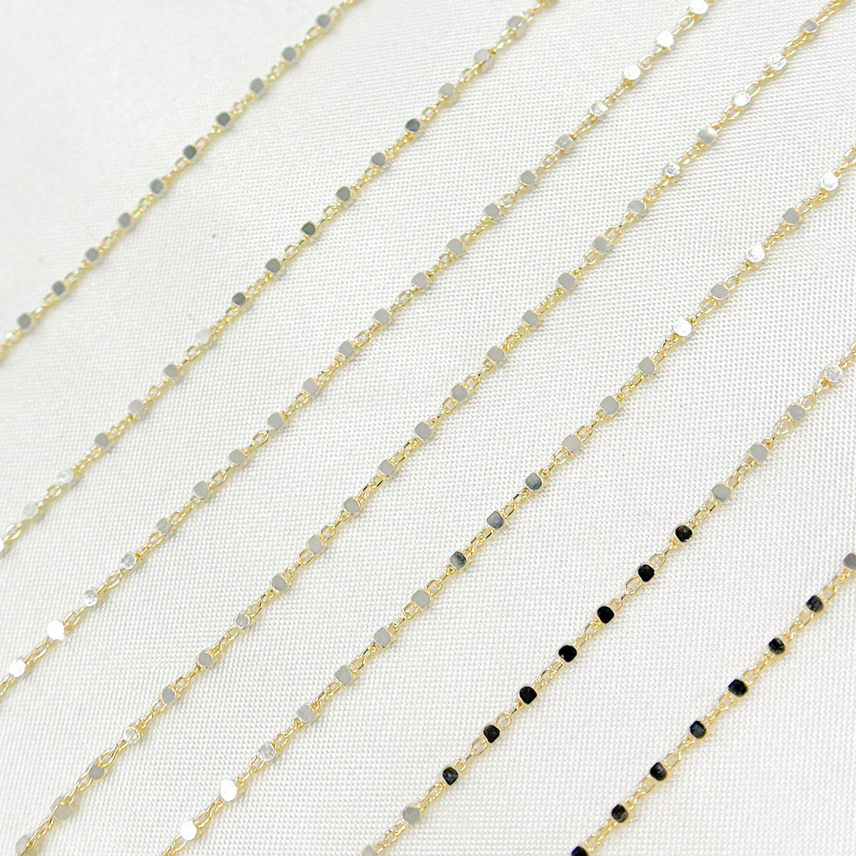 14K Solid Yellow and White Gold Satellite Cubes Chain