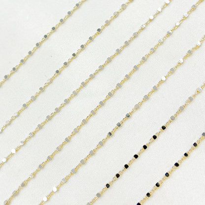 14K Solid Yellow and White Gold Satellite Cubes Chain