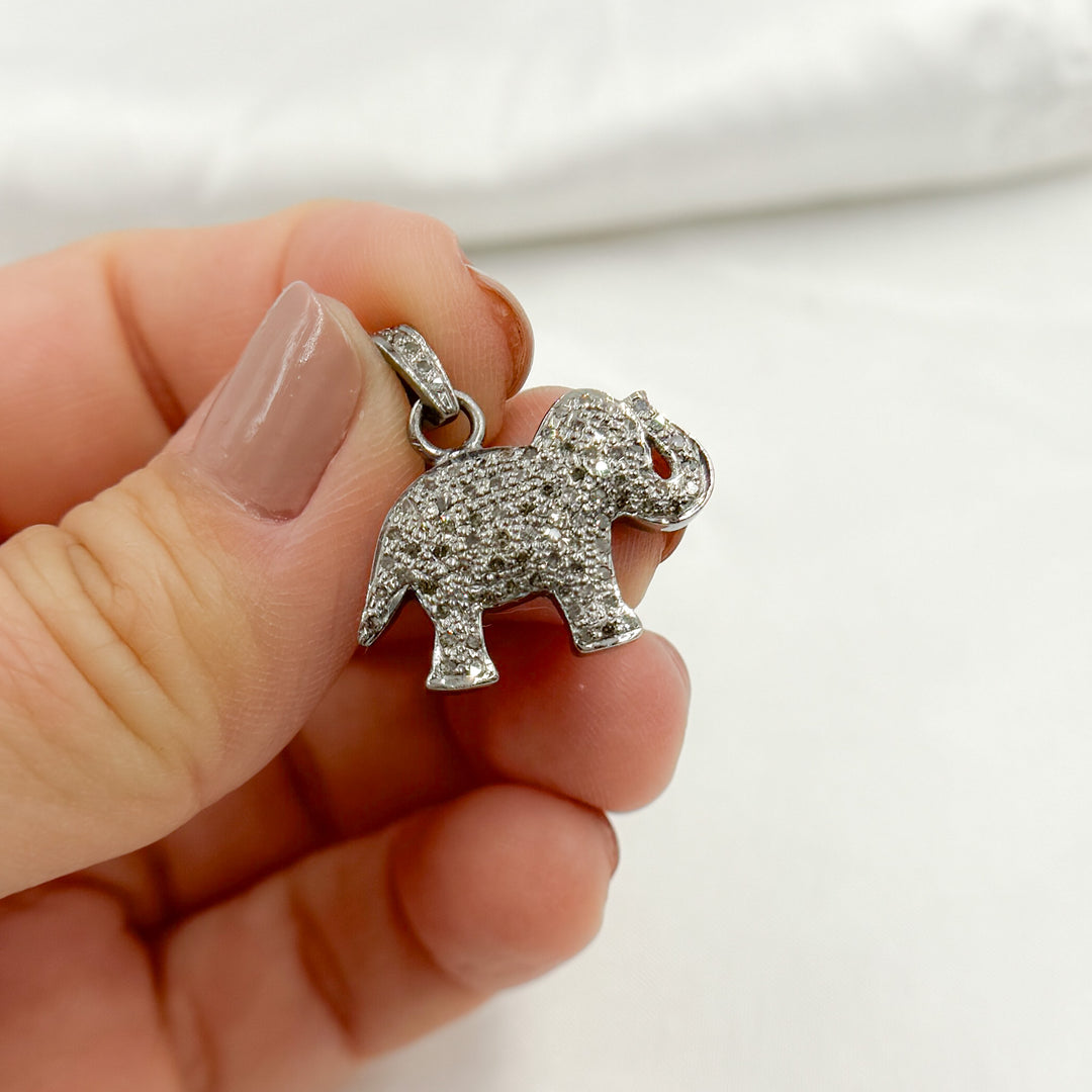 DP441. Diamond Sterling Silver Elephant Pendant