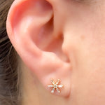 Load image into Gallery viewer, Buy 14K Solid Gold Flower Diamond Studs