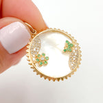 Load image into Gallery viewer, Shop Now 14K Solid Gold Round Butterfly and Flower Pendant
