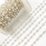 Load image into Gallery viewer, CMS118. Coated Rainbow Moonstone Sterling Silver Wire Chain

