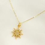 Load image into Gallery viewer, 14K Solid Gold Sun Charm with Diamonds. GDP137
