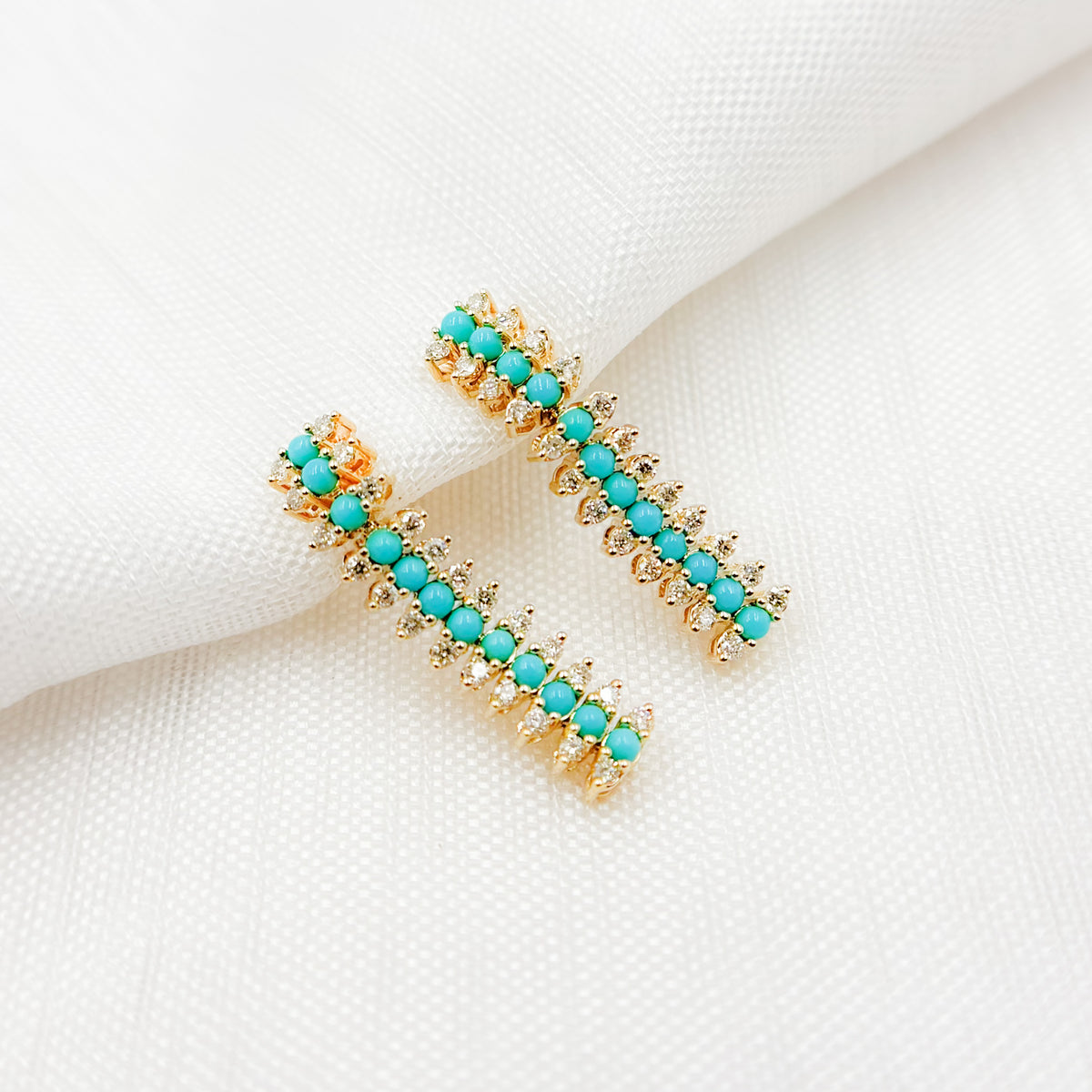 Gold Diamonds & Gemstones Dangle Earrings