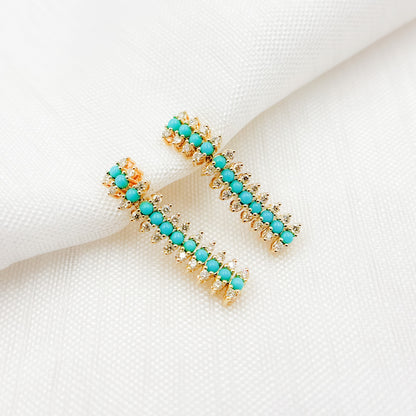 Gold Diamonds & Gemstones Dangle Earrings