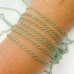 Load image into Gallery viewer, V244TURGP. Sterling Silver Gold Plated Turquoise Enamel Cable Link Chain
