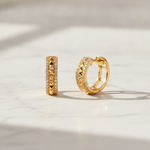Load image into Gallery viewer, EHF57387. 14K Solid Yellow Gold Diamond Hoop Earrings