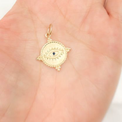 Buy Now Gold Round Eye Charm with Gemstone