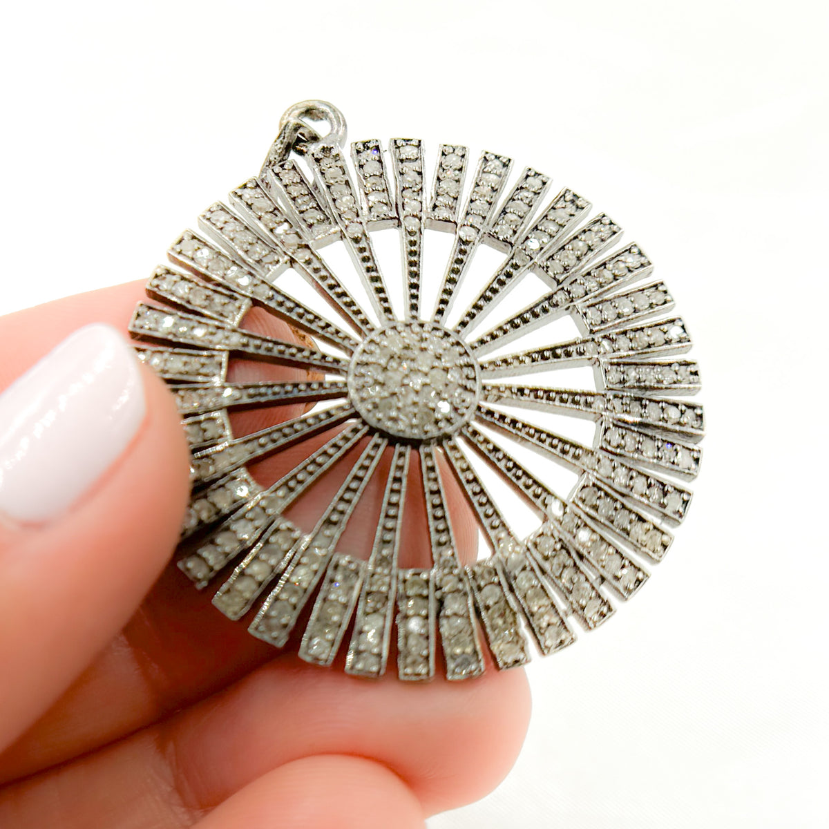 DP099. Diamond Sterling Silver Fancy Sun Pendant