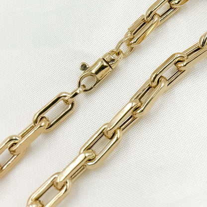 Buy Now 14K Solid Hollow Gold Smooth Paperclip Chain