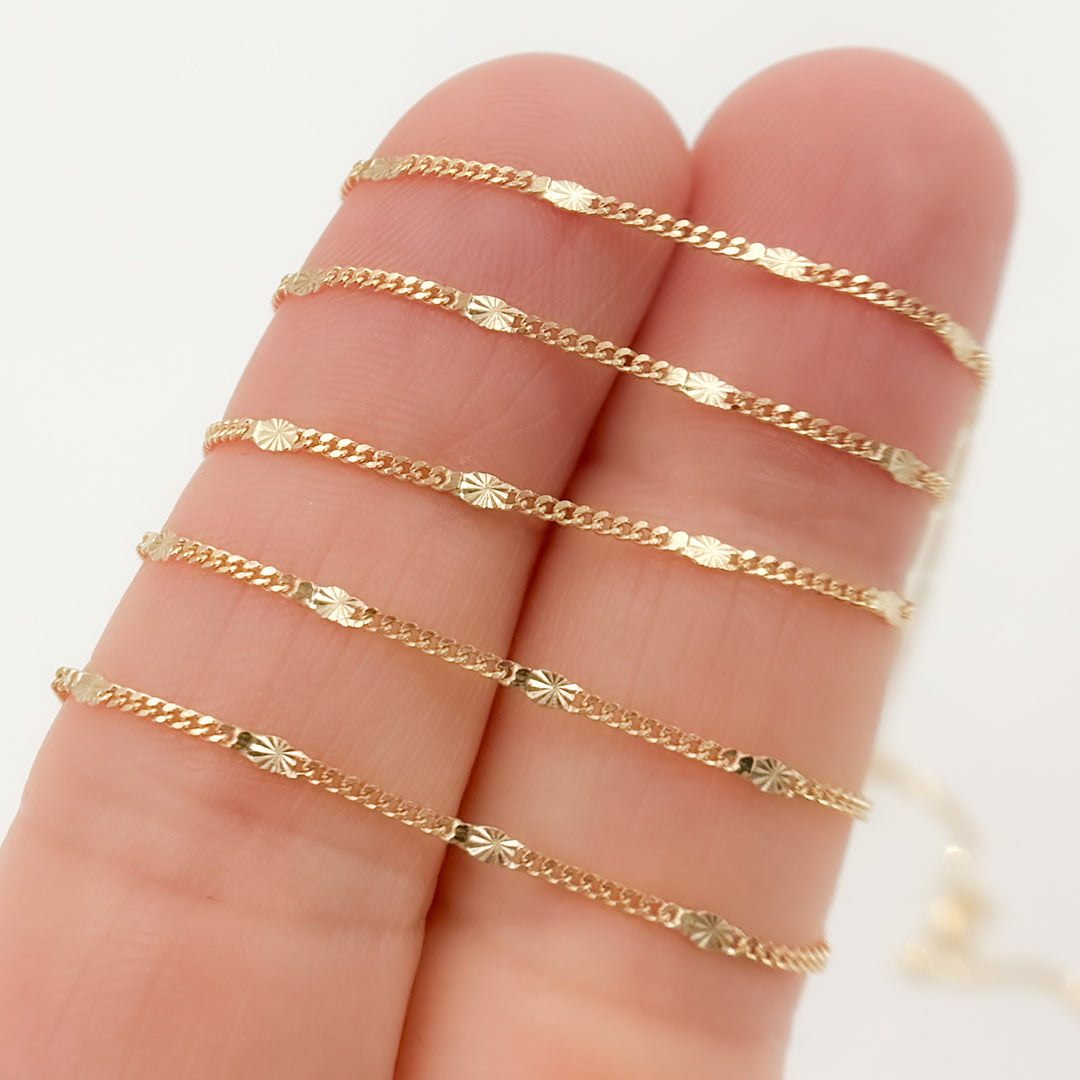 030GNBA22T2byFt. 14k Solid Gold Curb & Diamond Cut Marina Link Chain
