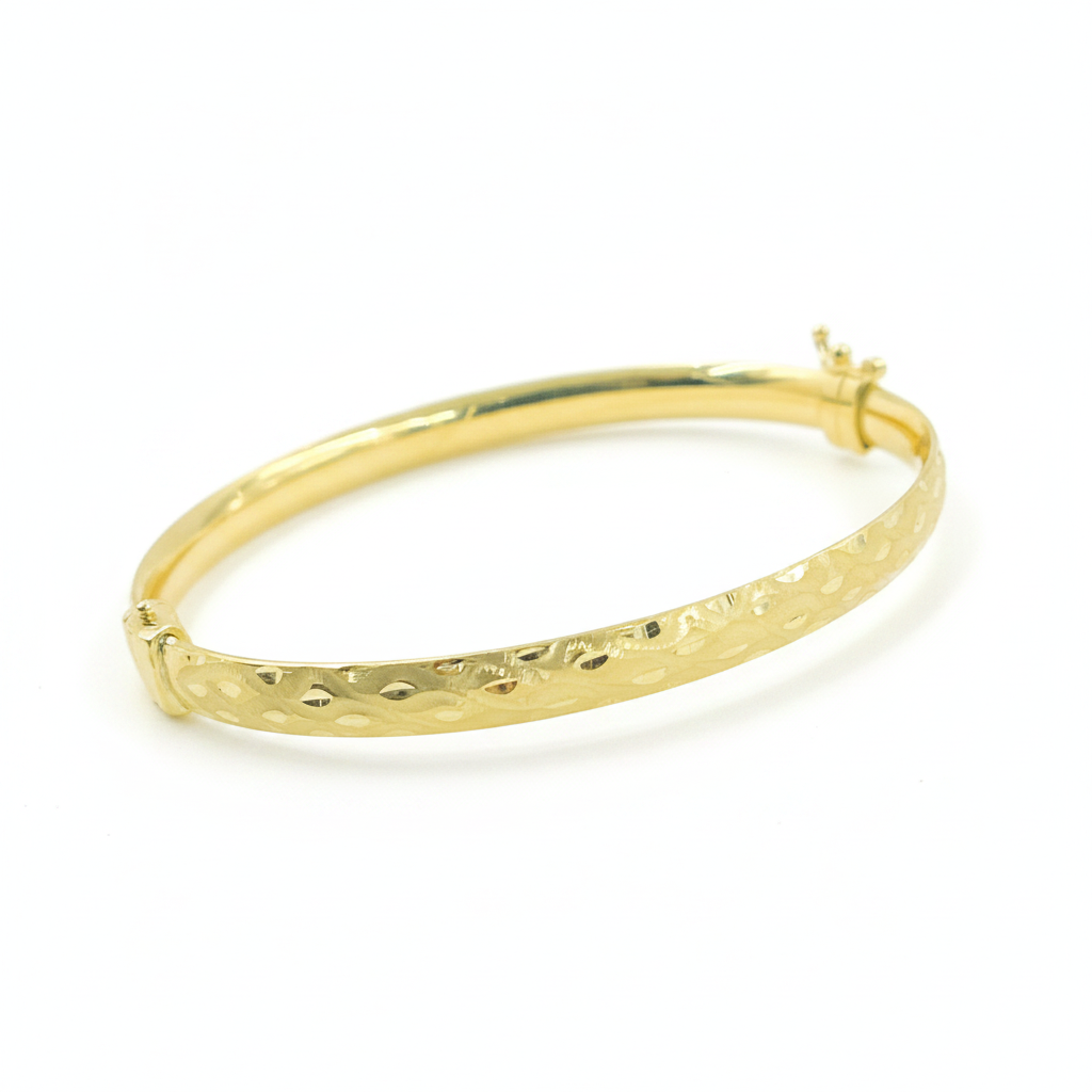 Bangle14. 14K Solid Gold Matte Textured Bangle