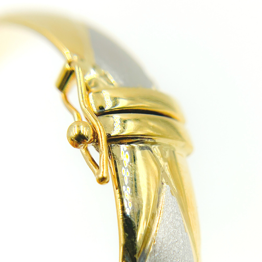 14K Solid Gold Tri-Color Matte & Shinny Diamond Pattern Bangle. Bangle10