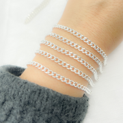 V43SS. 925 Sterling Silver Curb Round Link Chain