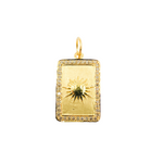 Load image into Gallery viewer, 14K Solid Gold with Diamonds Rectangle Shape Sun Charm. GDP114
