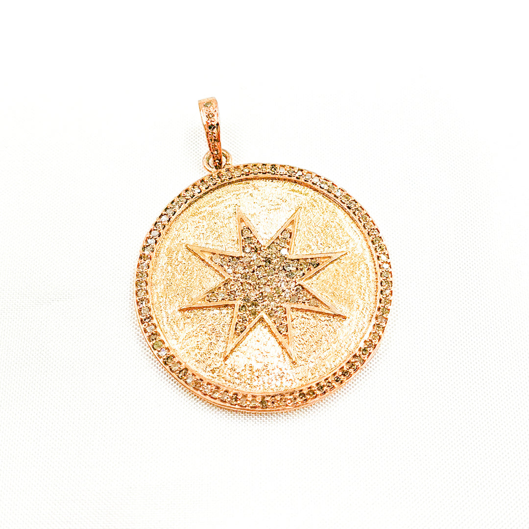 DP120. Diamond & Sterling Silver Round Star Pendant