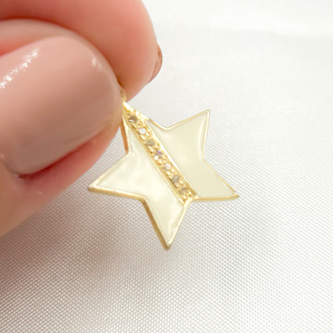 DC989A. Diamond Sterling Silver Star Enamel Charm