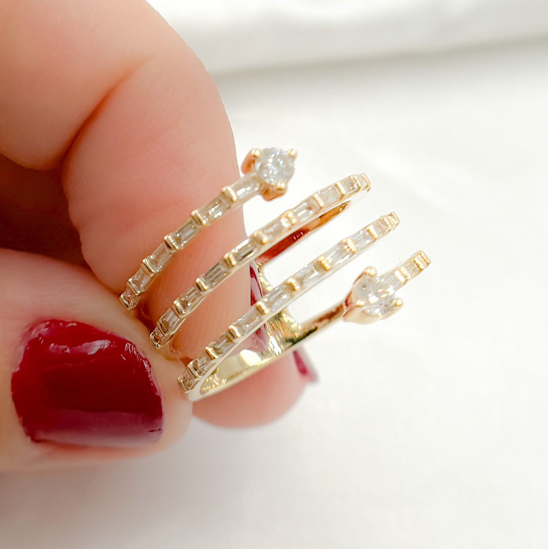 14K Solid Gold Diamond Multi Row Baguette Ring. RFJ17923