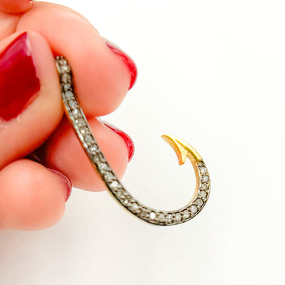 DC561. Diamond Sterling Silver "J" Hook Clasp