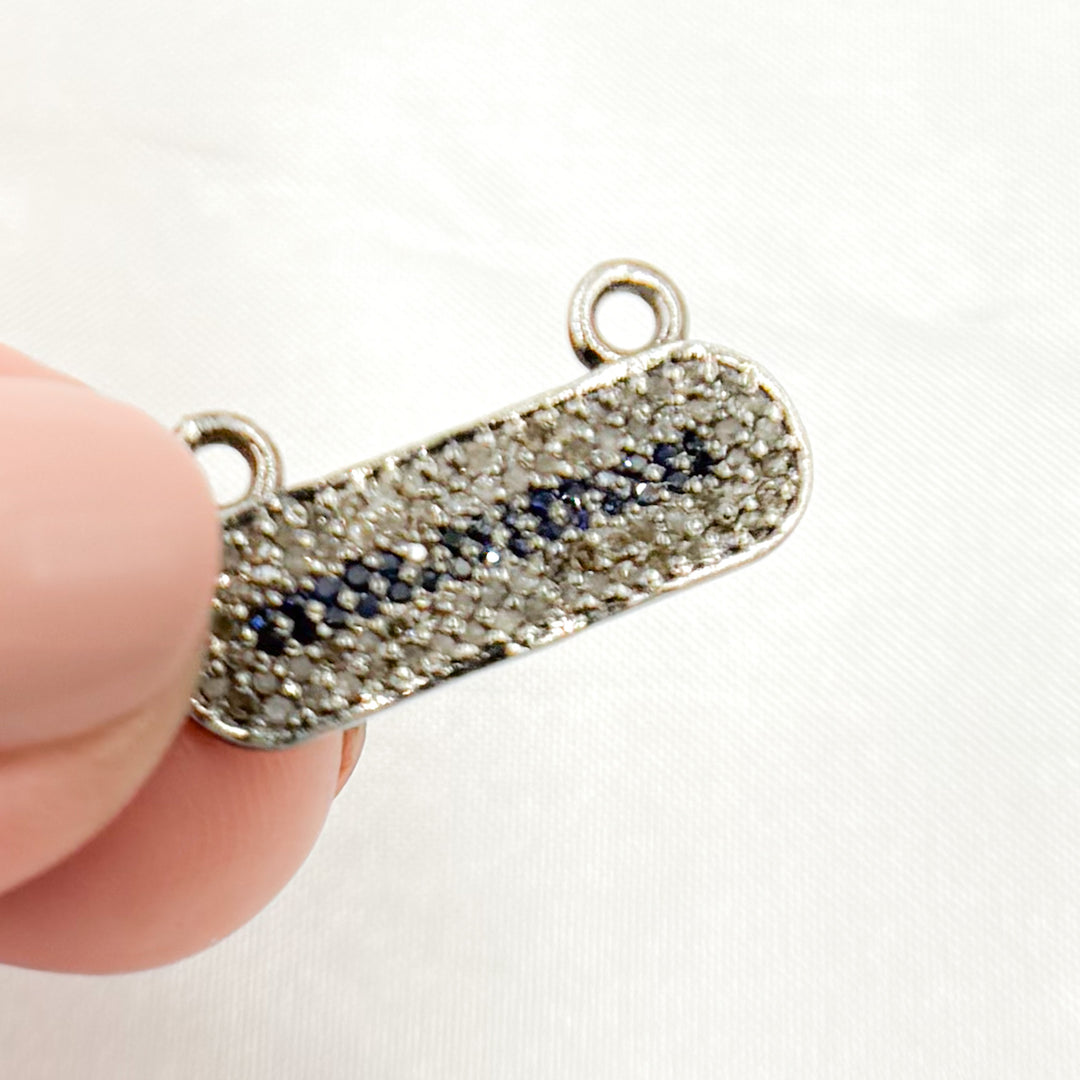DC958. Diamond Sterling Silver Oval Pendant with Gemstone