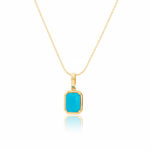 Load image into Gallery viewer, CMZ00366TQ8X6. 14K Solid Gold Rectangular-Shaped Turquoise Charm