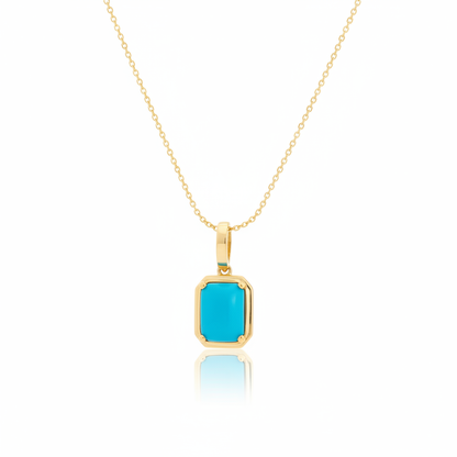 CMZ00366TQ8X6. 14K Solid Gold Rectangular-Shaped Turquoise Charm