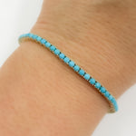 Load image into Gallery viewer, BNT68424. 14K Solid White Gold Turquoise Bangle