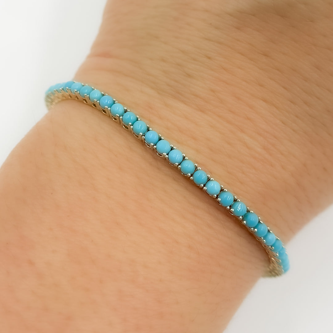 BNT68424. 14K Solid White Gold Turquoise Bangle