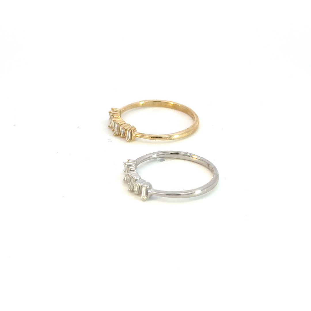 14k Solid Gold Baguette Diamond Bars Ring. RN406669