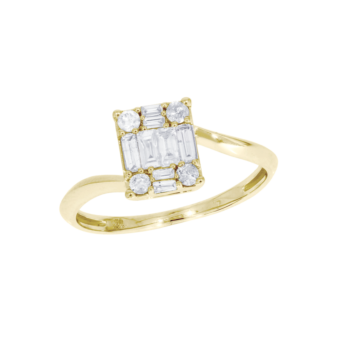 DRN00317. 14k Solid Gold Square Diamond Ring