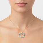 Load image into Gallery viewer, PHB38109TQ. 14K Solid Gold Diamond &amp; Turquoise Heart Pendant