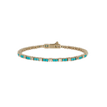 Load image into Gallery viewer, BTO65046TQ. 14K Solid Gold Diamond Baguette and Turquoise Fancy Bracelet