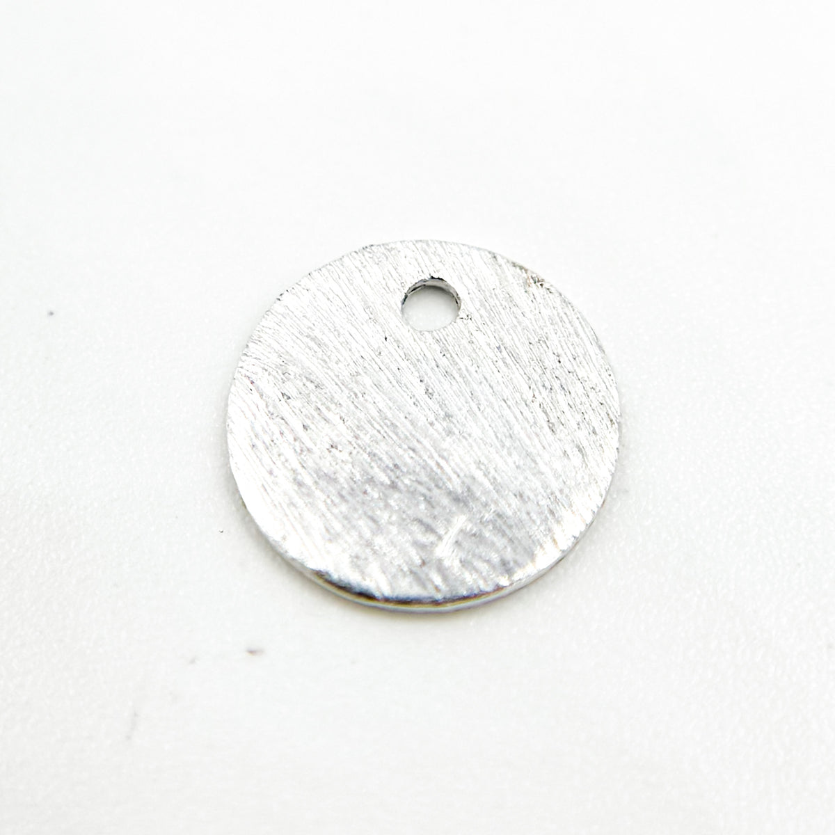 Shop White Sterling Silver Brushed Round Flat Disc Charm with a Single Hole