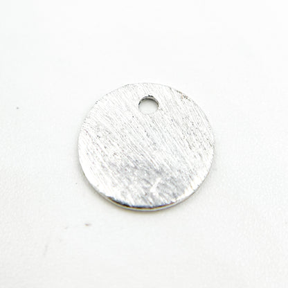 Shop White Sterling Silver Brushed Round Flat Disc Charm with a Single Hole