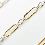 Load image into Gallery viewer, XM/1931K/SP. 14K Gold Filled and Sterling Silver Knurled Link Chain – Long &amp; Short Pattern
