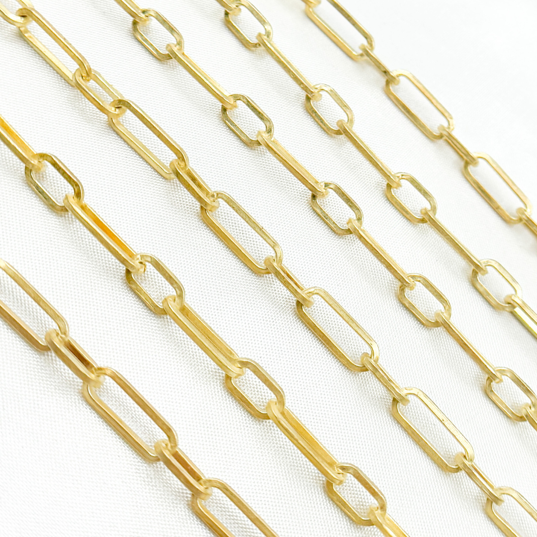 Gold Plated Matt 925 Sterling Silver Flat Long & Short Link Chain