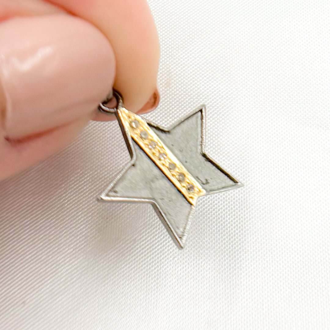 DC989. Diamond Sterling Silver Star Charm