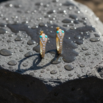 Load image into Gallery viewer, HP404198. 14k Solid Gold Diamond and Gemstone Snake Hoop Earrings