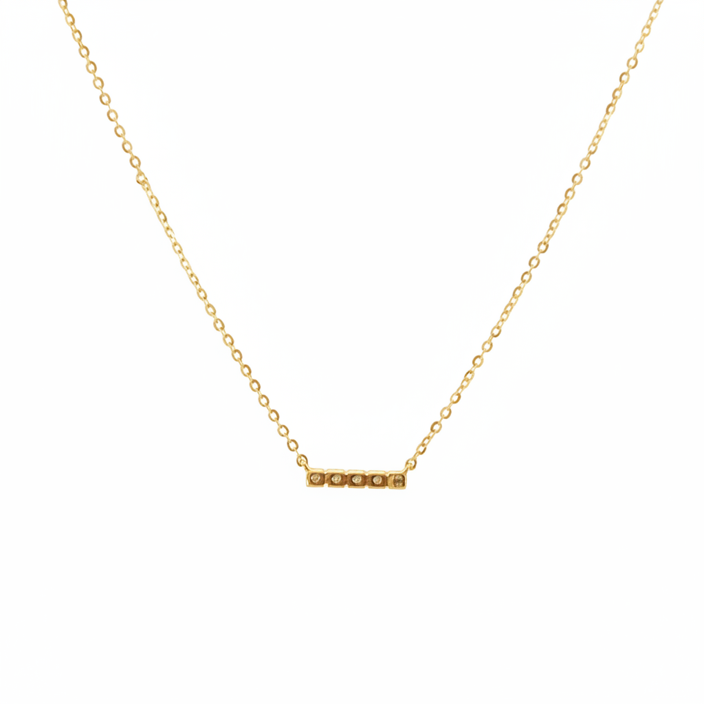 NFB72842. 14K Solid Gold Bar Diamond Necklace
