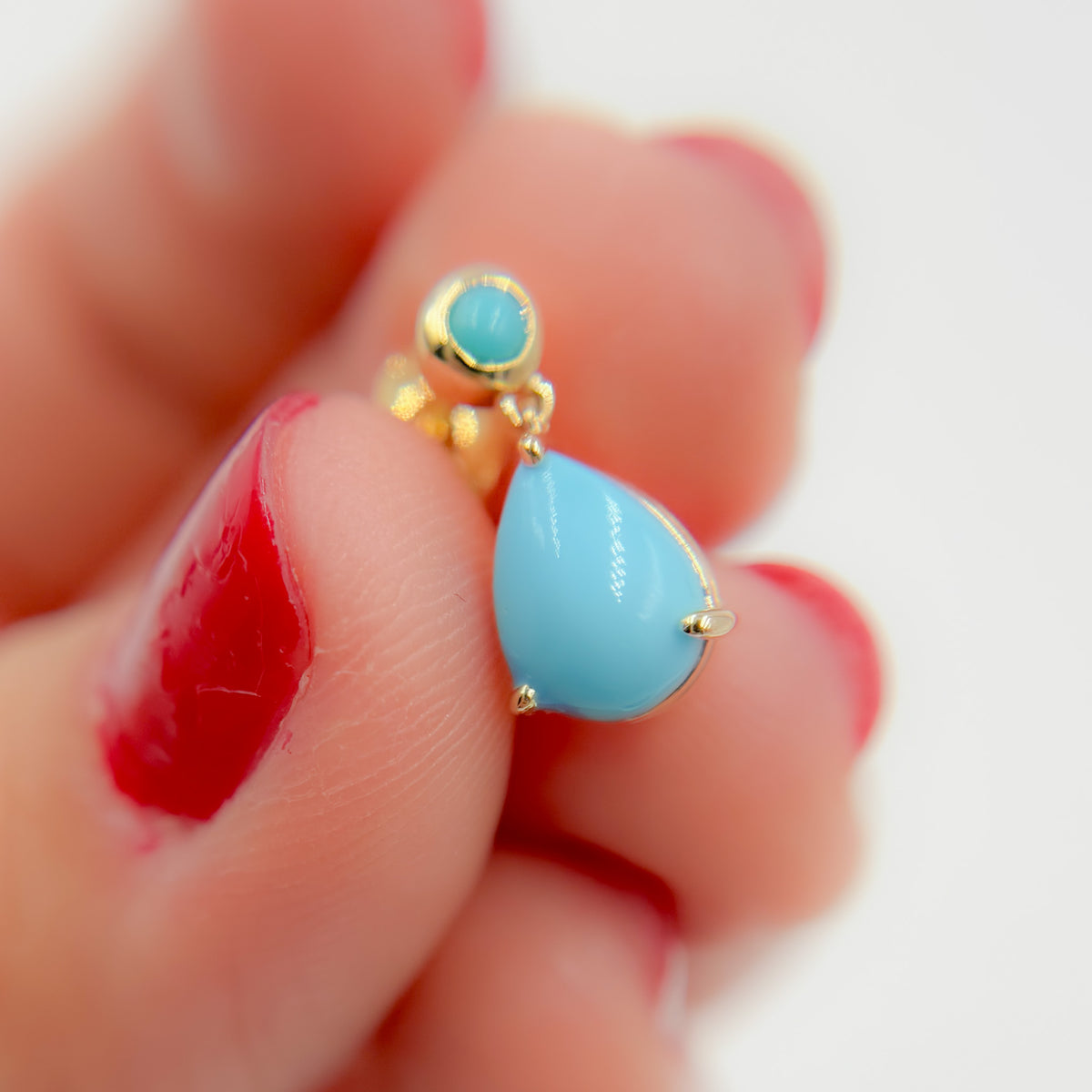 Buy 14K Solid Gold Turquoise Drop Dangle Earrings