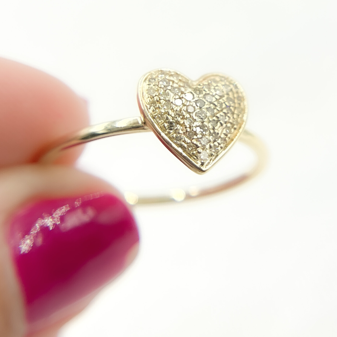 14K Solid Gold Diamond Heart Ring. RFB16832