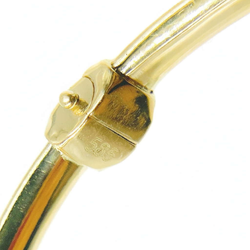 Bangle15. 14K Solid Gold Matte Star Textured Bangle