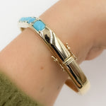 Load image into Gallery viewer, BNZ68318TQ. 14k Solid Gold Square Turquoise Bangle